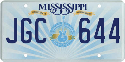 MS license plate JGC644