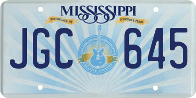 MS license plate JGC645