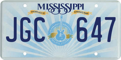 MS license plate JGC647