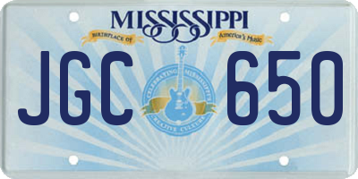 MS license plate JGC650