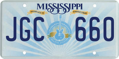 MS license plate JGC660