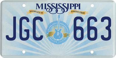 MS license plate JGC663