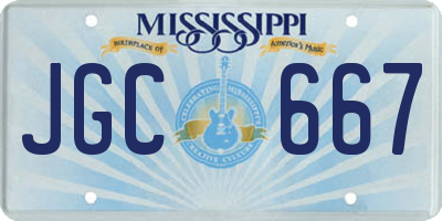 MS license plate JGC667