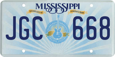 MS license plate JGC668