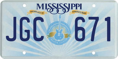 MS license plate JGC671
