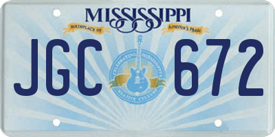 MS license plate JGC672