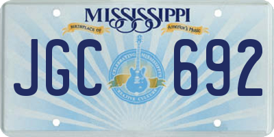 MS license plate JGC692