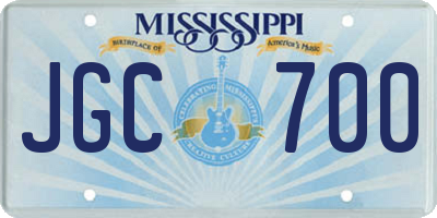MS license plate JGC700