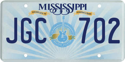 MS license plate JGC702