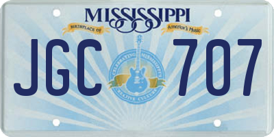 MS license plate JGC707