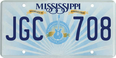 MS license plate JGC708