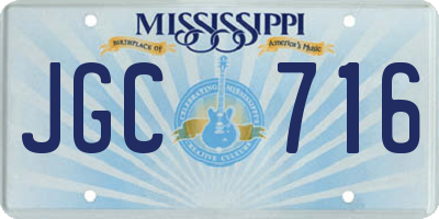 MS license plate JGC716