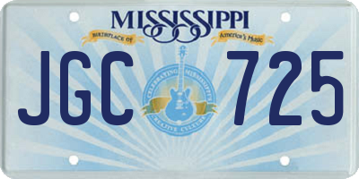 MS license plate JGC725
