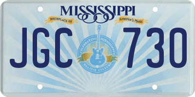 MS license plate JGC730