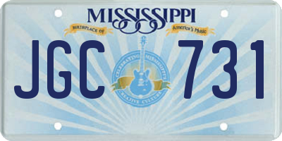 MS license plate JGC731