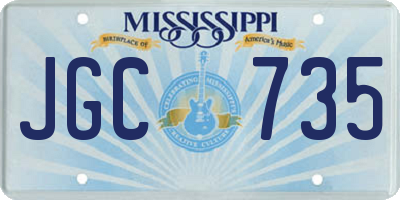MS license plate JGC735