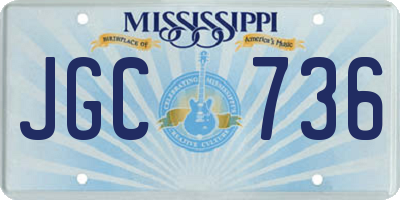 MS license plate JGC736