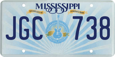 MS license plate JGC738
