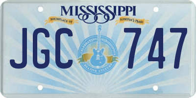 MS license plate JGC747