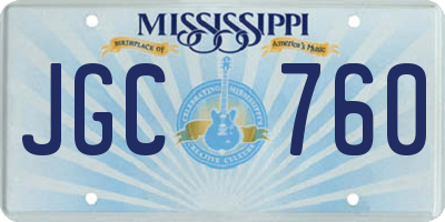 MS license plate JGC760