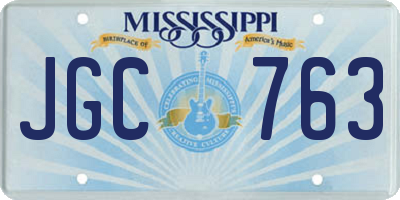 MS license plate JGC763