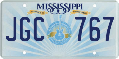 MS license plate JGC767