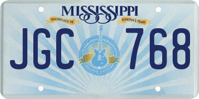 MS license plate JGC768