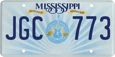MS license plate JGC773
