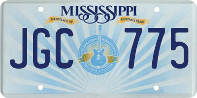 MS license plate JGC775