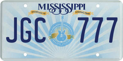 MS license plate JGC777