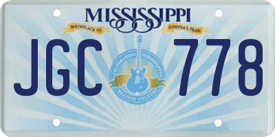 MS license plate JGC778
