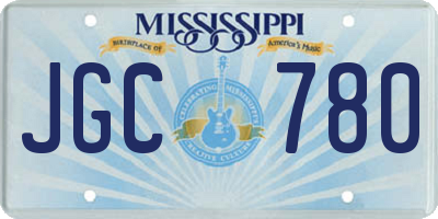 MS license plate JGC780