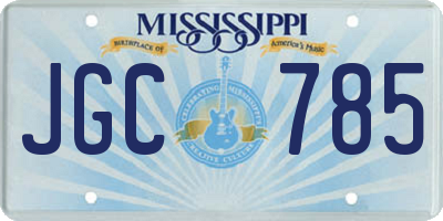 MS license plate JGC785