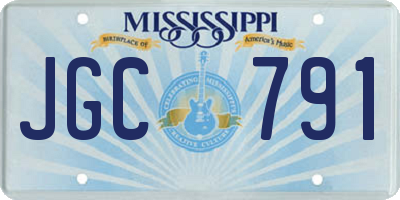 MS license plate JGC791