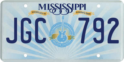MS license plate JGC792