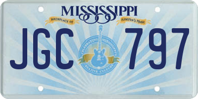 MS license plate JGC797