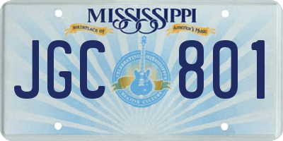 MS license plate JGC801