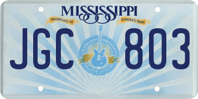 MS license plate JGC803