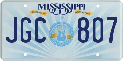 MS license plate JGC807