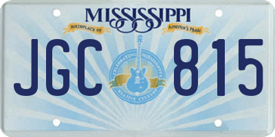 MS license plate JGC815