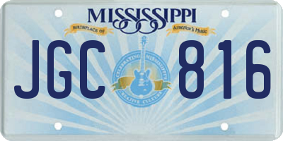 MS license plate JGC816