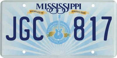 MS license plate JGC817