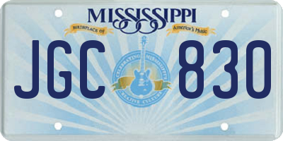 MS license plate JGC830