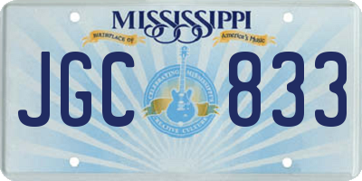 MS license plate JGC833