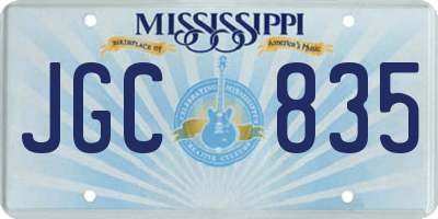 MS license plate JGC835