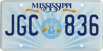 MS license plate JGC836