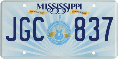 MS license plate JGC837