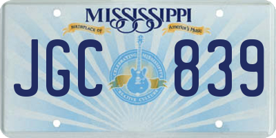 MS license plate JGC839