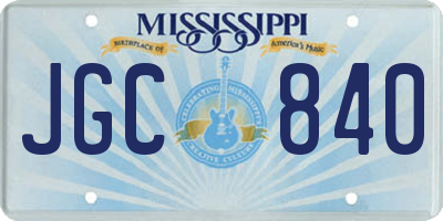 MS license plate JGC840