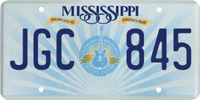 MS license plate JGC845